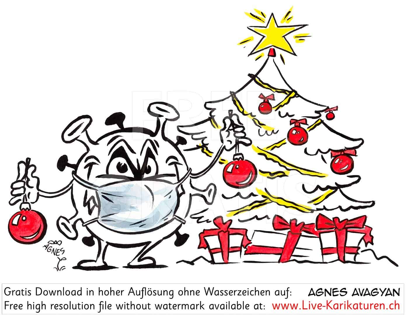 Virus Covid 19 Corona Weihnachten Tannenbaum Stern Teilfarbe Agnes Karikaturen Webseite Funktioniert Aber Design Ist Temporar Entfernt